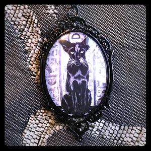 Bastet Cat Gothic Necklace Art by Flip Solomon